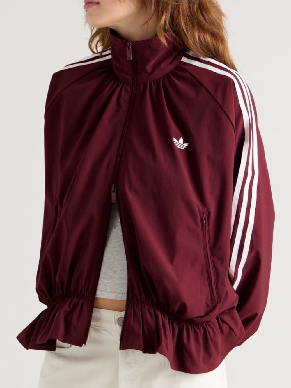 NWT adidas Originals Firebird Blousy Track Top in Shadow Red